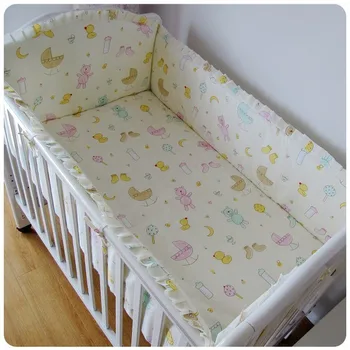 Promotion! 6pcs baby crib bedding set curtain cotton crib bumper crib set (bumpers+sheet+pillow cover)