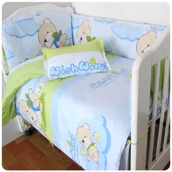 Discount! 6/7pcs cotton baby bedding set wash baby bedding set bed sheets bed set ,120*60/120*70cm
