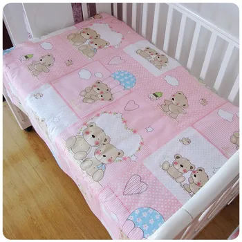 Promotion! 6pcs Pink Bedding Set Hot Baby embroidered Suite Piece Baby Bedding Set (bumpers+sheet+pillow cover)