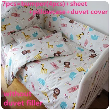 Promotion! 6/7PCS Customize cot bedding kit bed around bed by quilt cover baby bedding set piece,120*60/120*70cm