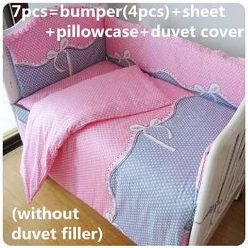 Discount! 6/7pcs Baby quilt cover baby cot beds cotton New Brand Bed Baby Bedding Set ,120*60/120*70cm