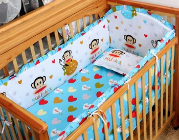 Promotion! 6PCS Baby Cot Crib Bedding Set Baby Bumper ,include(bumper+sheet+pillow cover)