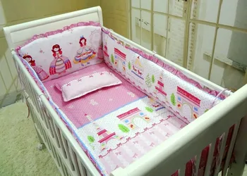 Promotion! 6PCS Cotton Bedclothes Optional Baby Crib Set (bumpers+sheet+pillow cover)