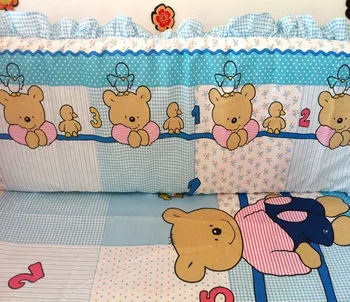 Promotion! 6pcs baby bedding set cotton crib bedding curtain crib newborn bed sheet (bumpers+sheet+pillow cover)