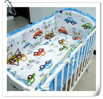 Promotion! 6PCS Baby Bedding set ,crib sheets,breathable cotton autumn and winter,crib sets (bumper+sheet+pillow cover)