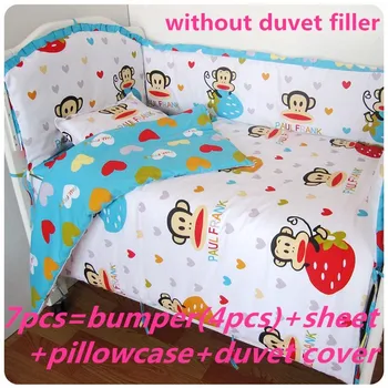 Discount! 6/7pcs baby bedding set crib bumper baby bed set cartoon baby crib set ,120*60/120*70cm