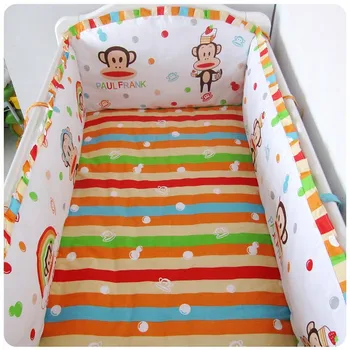 Promotion! 6pcs Baby bedding set lovely girl crib bedding set cotton baby bedclothes (bumpers+sheet+pillow cover)