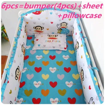 Discount! 6/7pcs baby bedding set cotton crib baby cot sets baby bed bumper, ,120*60/120*70cm