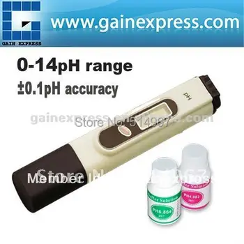High Accuracy Handheld Digital Pen Type pH Meter Tester 2 Buffer Hydroponic Aquarium 0.00 - 14.00 pH Range + Built-in ATC
