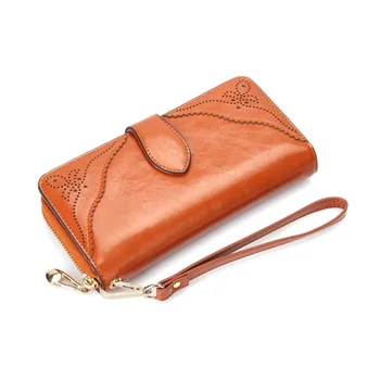 2016 new fashion iVintage women ladies purse medium-long genuine leather handbags hasp&zipper dress wallet
