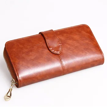 2016 new fashion iVintage women ladies purse medium-long genuine leather handbags hasp&zipper dress wallet