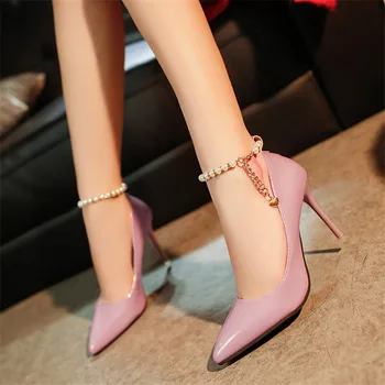 Fashion Sexy Pointed Toe Colorful Thin High Heels PU Leather Woman Shoes Women's Pumps HSB01