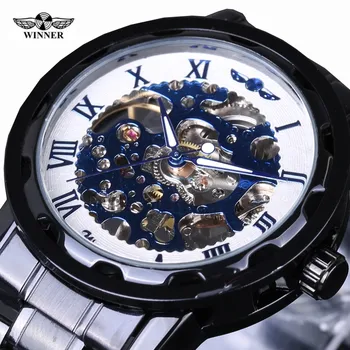 Vintage Skeleton Male Relogio Masculino Luxury Automatic Watches Analog Full Steel Casual Watch Military Men Mechanical Watch