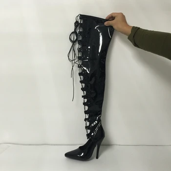 Real Patent Leather Women Long Boots Zapatos Mujer Botas Mujer Bottes Femmes 2016 Botines Mujer Bottine Femme Bottes Femme