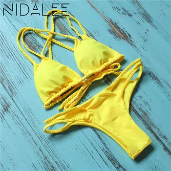 NIDALEE 2017 Sexy Brazilian Bikini Bandage Swimwear Women Halter Swimsuit Bathing Suit Biquini Bikini Set Maillot De Bain Femme