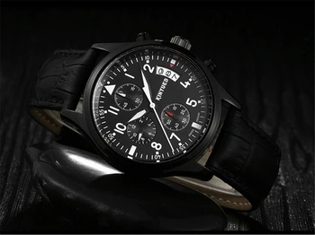 2017 kinyued quartz watch clock famous brand luxury leather strap multifunctional waterproof luminous sports quartz watch