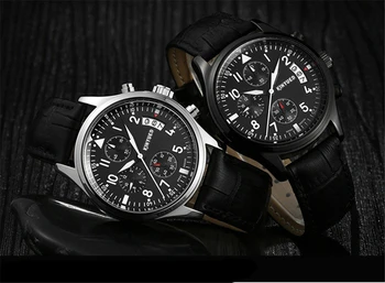 2017 kinyued quartz watch clock famous brand luxury leather strap multifunctional waterproof luminous sports quartz watch