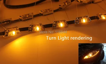 2Pcs White+Yellow 8W Daytime Running Lamp Switchback Flexible LED Strip Light 12V Fog DRL Turn Signal Light 100LM For Hyundai