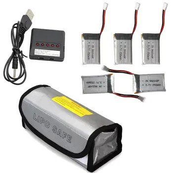 Blueskysea 5x 3.7V Battery+5in1 Charger+Battery Protector Bag For Syma X5SW X5SC Drone Quad