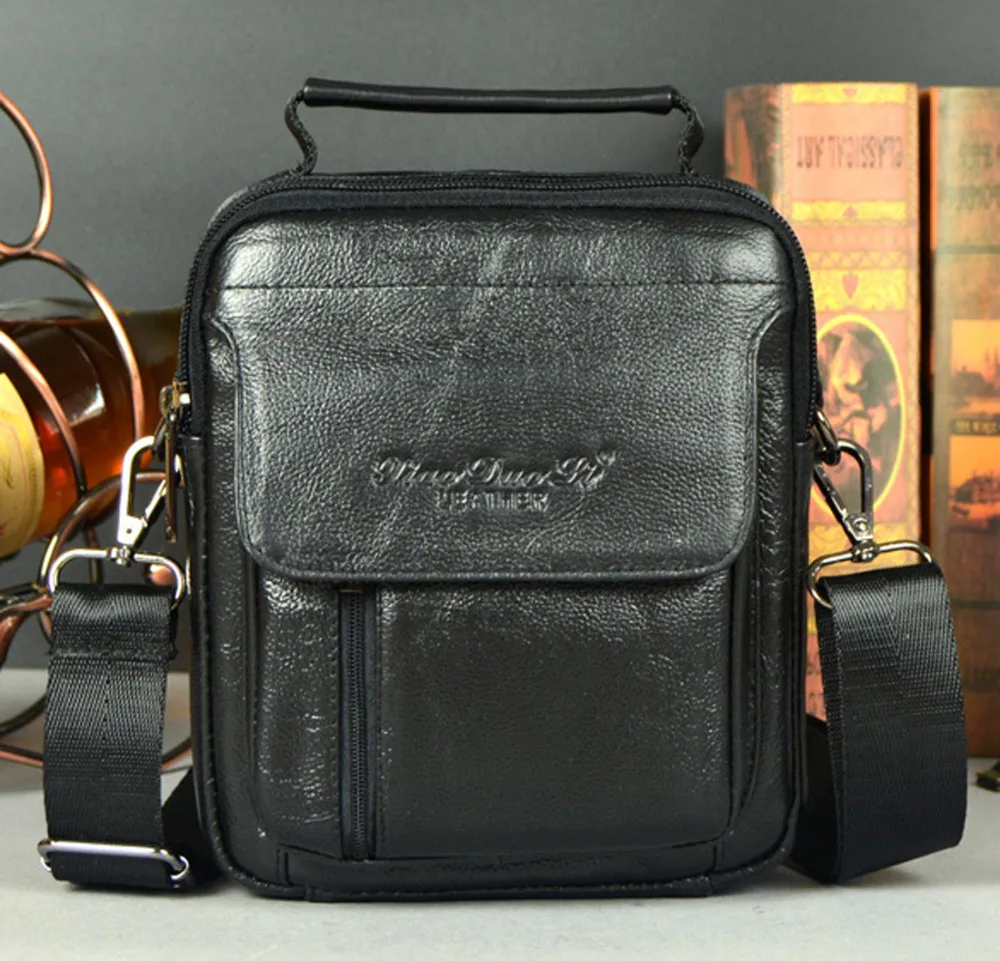 New Men Genuine Leather First Layer Cowhide Cross Body Messenger Shoulder Business Casual Handbag Tote Bag Handbags