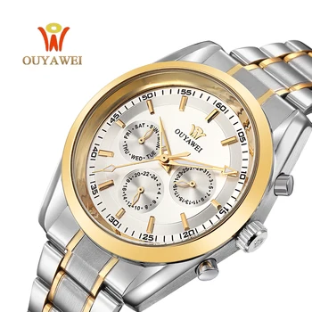 2016 NEWEST OUYAWEI GOLD mechanical watch Top Brand Luxury army sport stainless steel wrist watch for men skeleton reloj hombre
