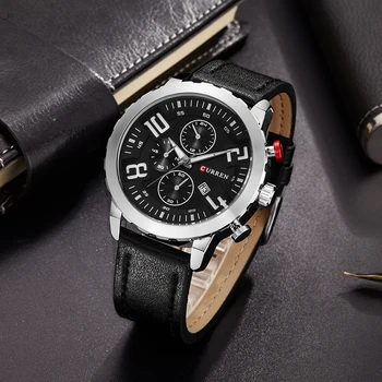 LUXURY Curren Brand Quartz Gold Watches Deluxe Men Leather Watches women Wristwatches Christmas Gifts Men wristwatches hot 8193