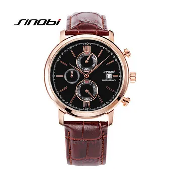 2016 Brand SINOBI Watches Men Casual Quartz Reloj Leather Wristwatch Army Military Hombre Men'S Clock Relogio Masculino AA170