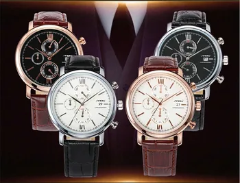 2016 Brand SINOBI Watches Men Casual Quartz Reloj Leather Wristwatch Army Military Hombre Men'S Clock Relogio Masculino AA170