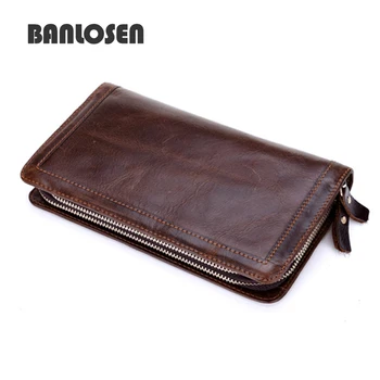 New Brands Clutch Bag Men Wallets Black Brown Luxury Large Capacity Gift for Male Double Zipper Long Wallet Handbag Purse YS1208