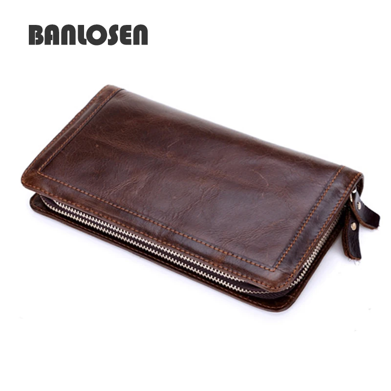 New Brands Clutch Bag Men Wallets Black Brown Luxury Large Capacity Gift for Male Double Zipper Long Wallet Handbag Purse YS1208
