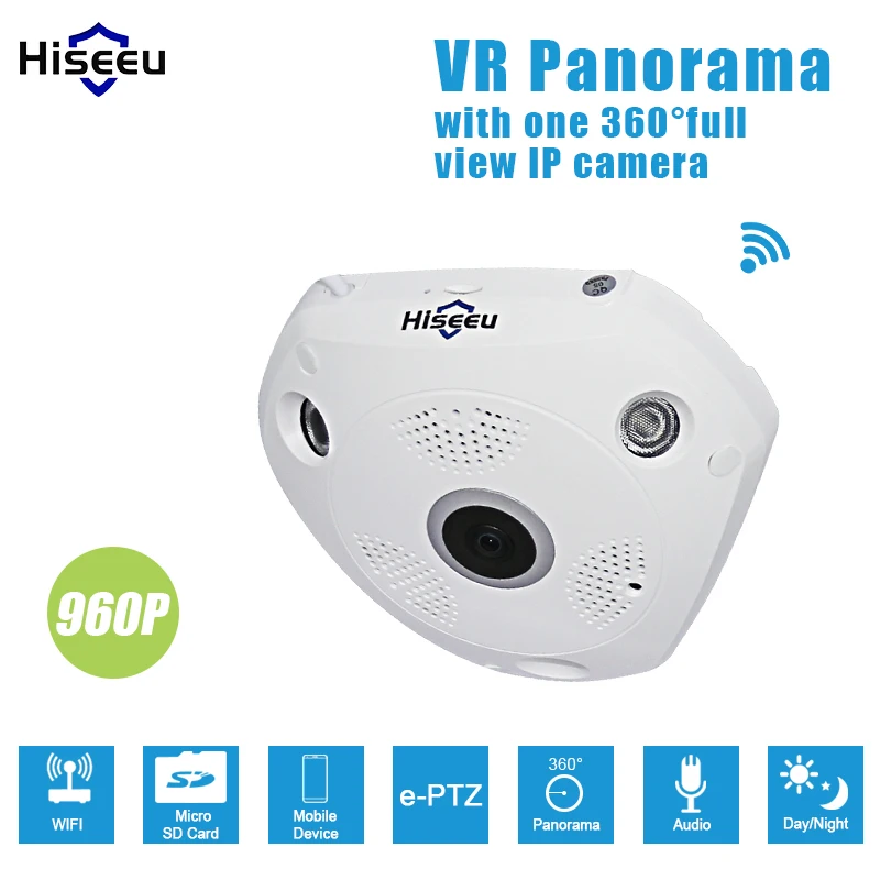 HD 960P WiFi Panoramic Camera 360 Degree e-PTZ Fisheye Network IP CCTV Camera phone Remote audio VR camera