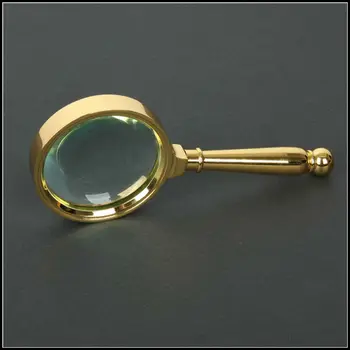 HD Handheld Reading Hand 10x Magnifier Magnification Optical Lenses Bronze Metal Magnifying Glass