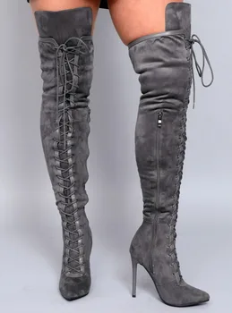 Womens Thigh High Boots Lace Up Custom Made Plus Size Shoes Designer Hand Ladies Boots Fashion Shoes Woman Boots