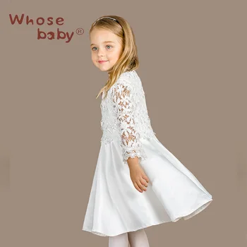2017 New Whosebaby Girl Lace Dress Autumn Spring summer style European Dress Princess Flower Kids Clothes Sale