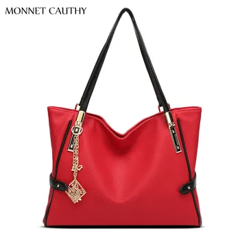 MONNET CAUTHY Lady Bags Solid Color Wine Red Grey Black Navy Blue Large Size Hobos Totes Elegant Fashion European Style Handbags