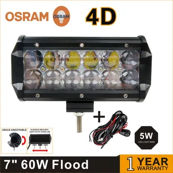 Hotsale!!2PCS 7inch 2 ROW 60W 4D Osrams LED LIGHT BAR LED RAMP LAMP OFFROAD for all vehicles with high low beam function9V 32V