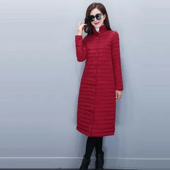 Winter Warm Coat Women Long Cotton Padded Plus Size Wadded Warm Outwear Jackets Stand Collar Parkas Coat Female YL010