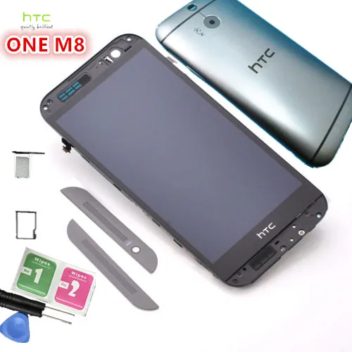 NEW Original For HTC One 2 M8 M8x Full LCD+Touch Screen Assembly+Frame Grey+Housing cover+SIM Tray