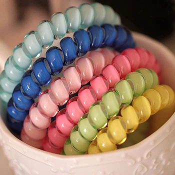 5Pcs Telephone Cable Women Hair Styling Braider Ponytail Holder Elastic Spring Hair Ring Ties Rope Tools For Hair Hairdressers