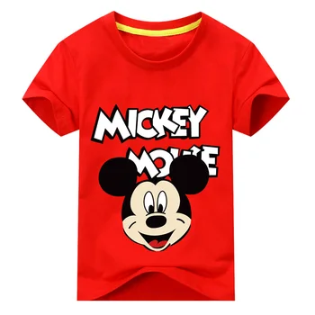 2017 Gril Cartoon Mickey Printing T-shirt Children Summer Short Sleeve Clothes Kids Cotton Tee Tops 24M-6T ACY009