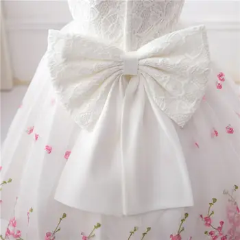 Kids Baby Girl Princess Bow Flower Embroidered Dress Birthday Wedding Pageant Party Tutu Dress
