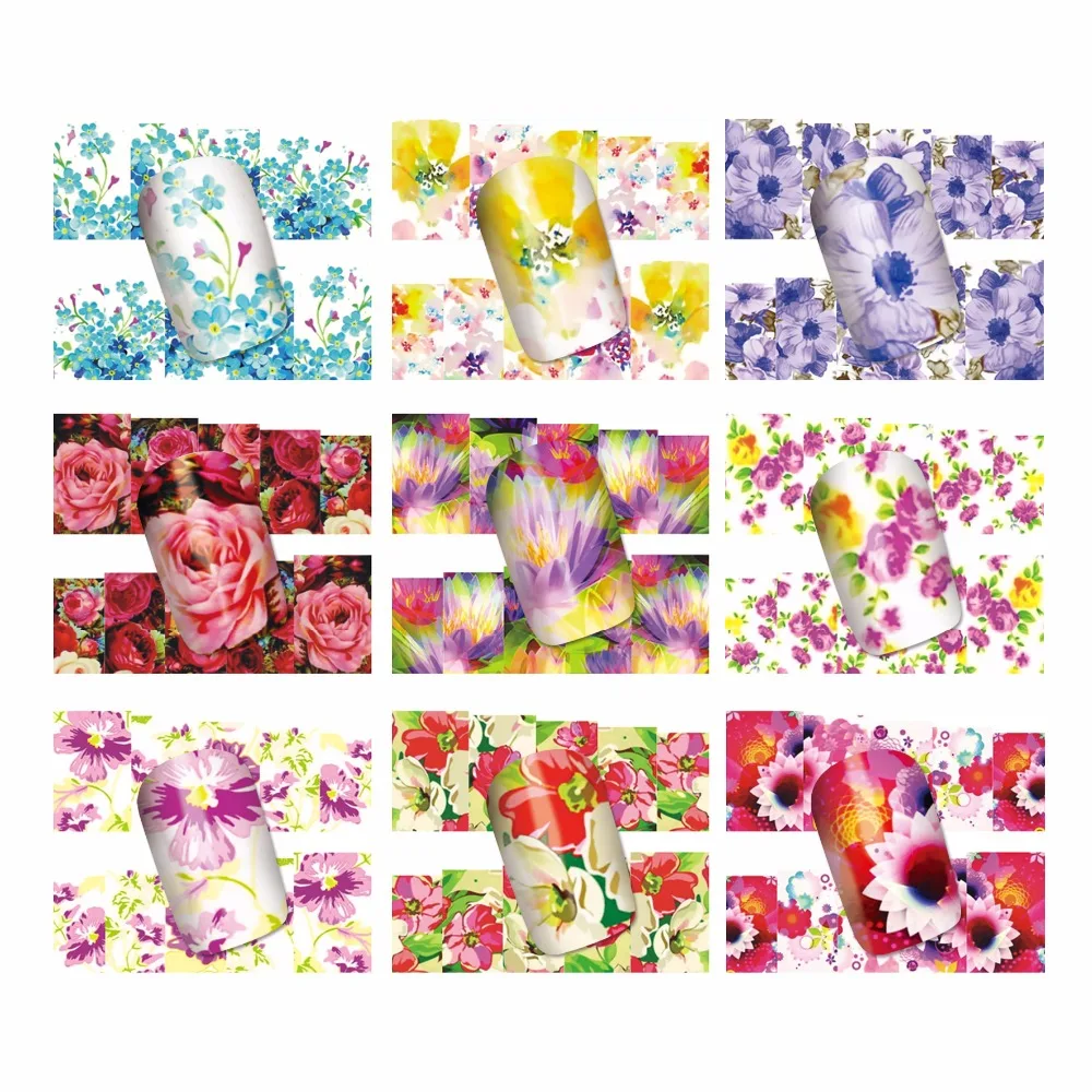 ZKO 1 Sheet Optional Water Transfer Nail Art Sticker Watermark Decals DIY Decoration For Beauty Nail Tools