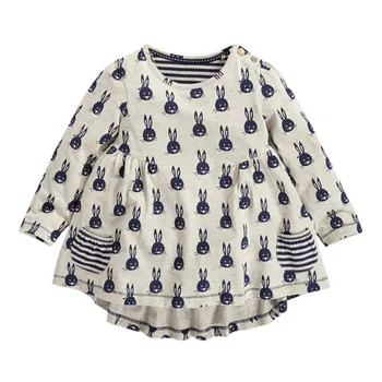 Autumn Baby Girl T Shirts Girls Cotton Long Sleeve Rabbit Cartoon Printed Pocket Tees Kids Cute Tops