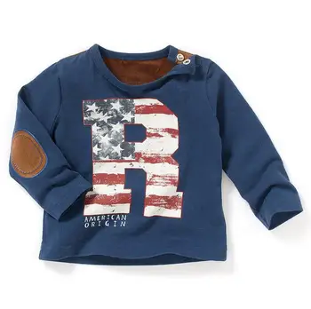 18m-6 years Boys T-shirt Kids Tees Baby Boy brand t shirts Children tees Long Sleeve Cotton Cute American flag shirts