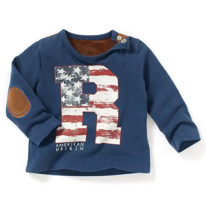 18m-6 years Boys T-shirt Kids Tees Baby Boy brand t shirts Children tees Long Sleeve Cotton Cute American flag shirts