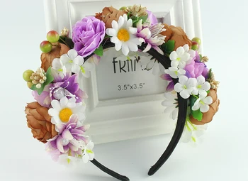 Headband Rose Garland wreath wedding party Bridal Hair Accessories Bridesmaid flower crown Festival Decor Princess headpiece