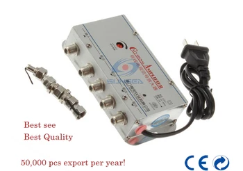 CATV Cable TV Signal Amplifier 1 in / 4 out AMP Video Booster Splitter, AC220V 50Hz 2W Splitters