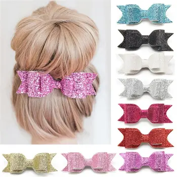 Sale 1 Pc 16 Colors Women Girls Elegant Big Bow Barrette Sequins Hair Clip Glitter Hair Accessories