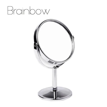 Double Sided Makeup Vanity Table Make Up Mirror Standing Metal Compact Mirrors Make Up Portable Magnifying Miroir De Maquillage