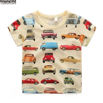 TomoKids Boys T-shirt car printing tops summer new children's clothing baby bottoming shirt